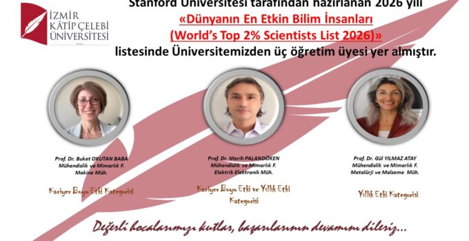 İzmir Kâtip Çelebi Üniversitesi’nden 3 Bilim İnsanı “Dünyanın En Etkili Bilim İnsanları” Listesinde